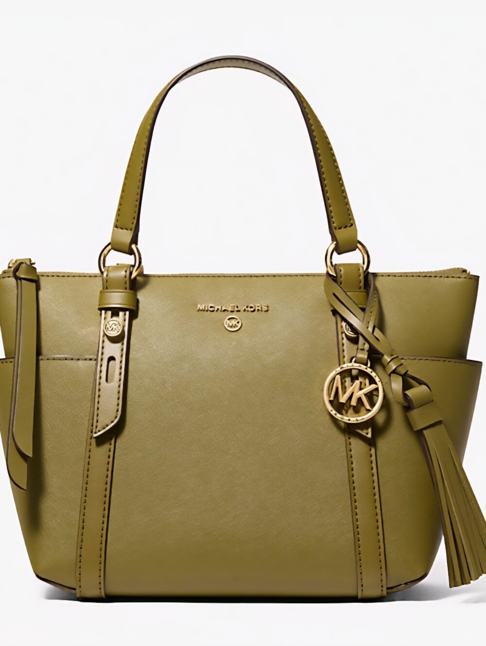 Michael Kors Sullivan Small Olive Saffiano Leather Satchel with Gold Hardware